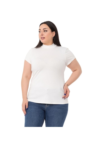 Disentis Büyük Beden Yarım Balıkçı Kısa Kollu Viskon Ekru Body-ekru Ekru