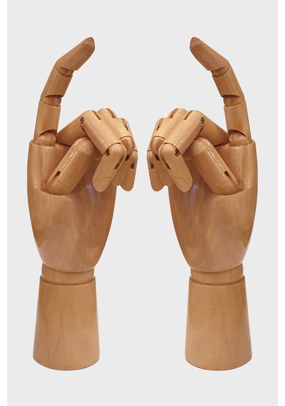 Ahşap Cilalı Sol ve Sağ Bayan El Mankeni 32 Cm