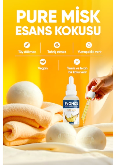 Clean Çamaşır Yün Kurutma Topu Esansı Pure Misk 30 Ml Tekli