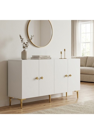 Ka1817bg Simple Konsol Ve Tv Sehpası Beyaz-gold 180cm