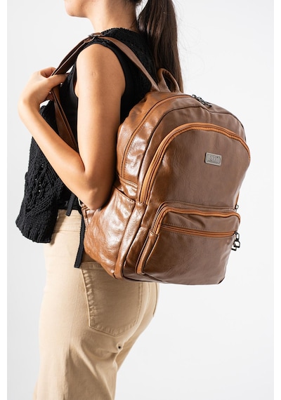 571 Collections Suni Deri Yıkama Sırt Çantası Poliüretan Taba Model: 571-14-16h Taba