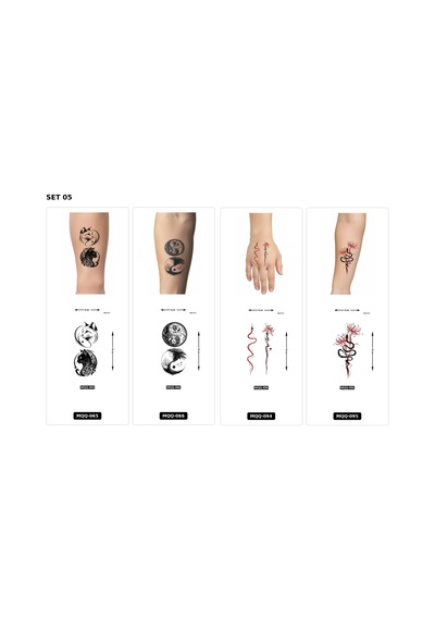 Yapıştırma Dövme 4 Adet Birden 1 Hafta Kalıcı Geçici Dövme Haftalık Set 5