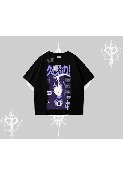 Startmore Startmore Oversize Tshirt Neo Tokyo Girl Y2k Street Anime Aesthetic Siyah