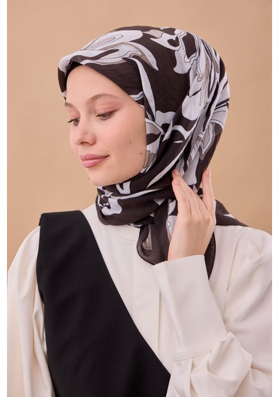 Silk Home Olinda İpek Eşarp 47003-03 Soluk Siyah, Gri, Füme, Gümüş, Beyaz