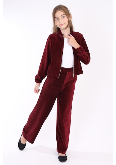 Toontoy Kids Toontoy Kız Çocuk 2'li Takım Dik Yaka Fermuarlı Sweatshirt & Beli Lastikli Cepli Bol Paça Eşofman Altı - Kadife Bordo Toontoy Kids Toontoy Kız Çocuk 2'li Takım Dik Yaka Fermuarlı Sweatshirt & Beli Lastikli Cepli Bol Paça Eşofman Altı - Kadife Bordo