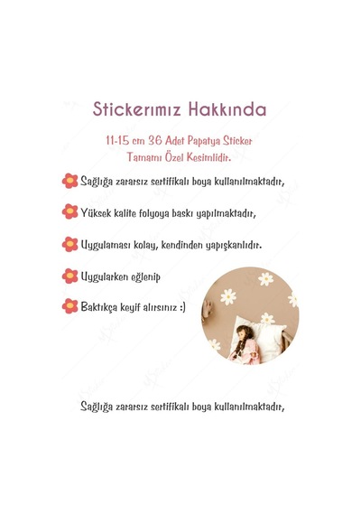 MSticker Beyaz Papatyalar Çocuk Bebek Odası Duvar Sticker Seti