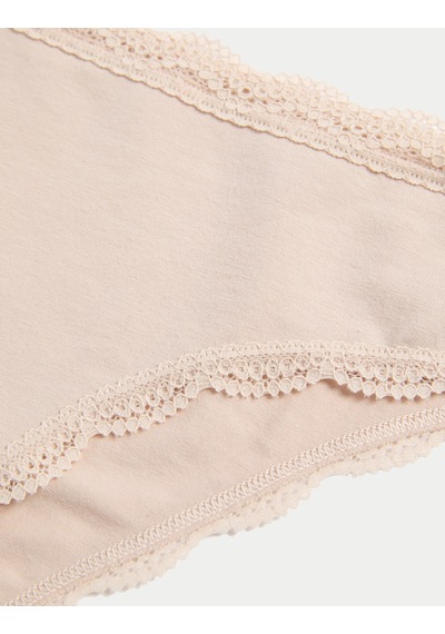 Marks & Spencer 3'lü Dantel Detaylı Brazilian Külot Seti T61007796B Krem