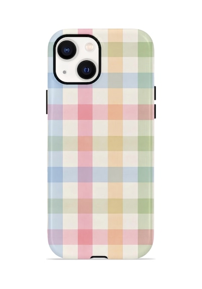 Apple iPhone Uyumlu 13 Vorian Çift Katmanlı Kılıf Pastel Gingham