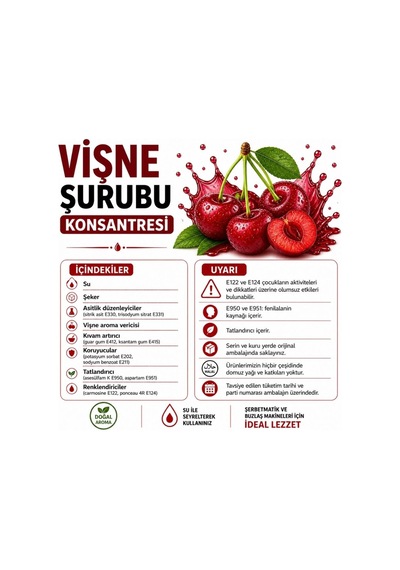 Ori Vişne Aromalı Şerbet Ve Buzlaş Konsantre Şurubu 6 Kg