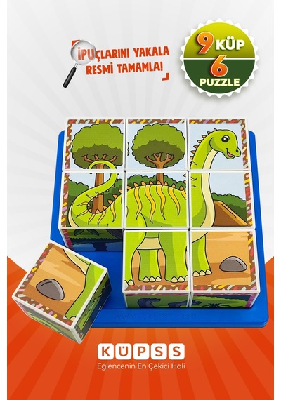 Küpss Dinozorlar 3d Küp Puzzle, Seri 2, 9 Küp 6 Dinazor Yapboz