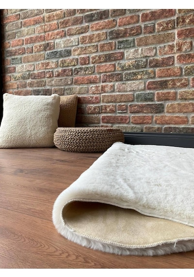Saraz Halı Tavşan Tüyü Post Peluş Ultra Yumuşak Post Puffy Krem