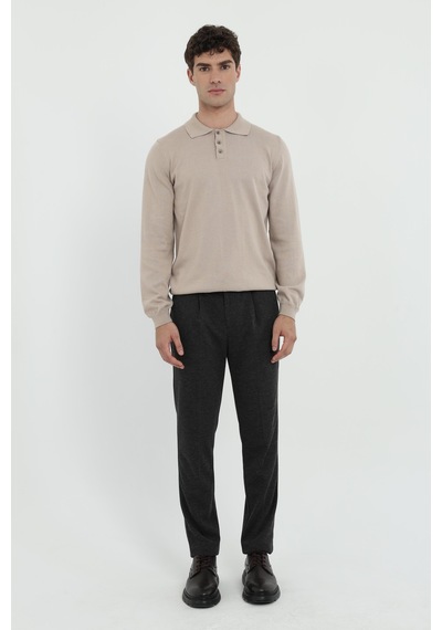 Dufy Erkek Regular Fit Polo Yaka Bej Triko-19505