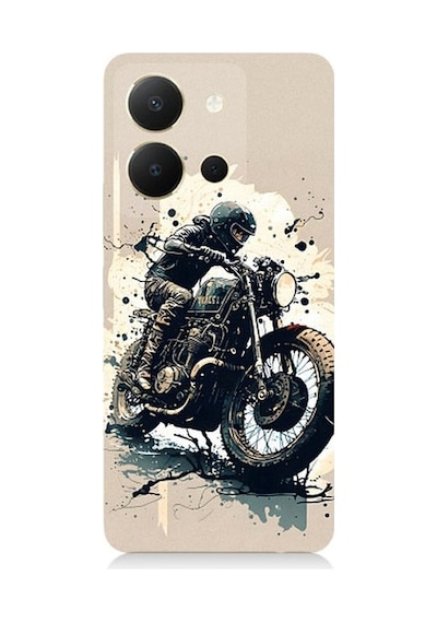 Vivo Y36 Uyumlu Motorsikletçi Desenli Silikon Kılıf