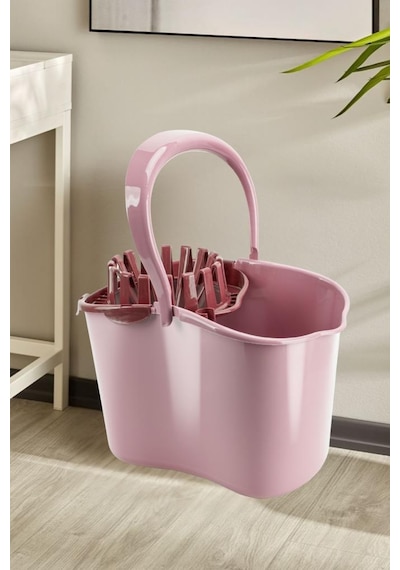 Sıkmalı Temizlik Kovası 15 Litre, Standart Sıkmalı Yer Zemin Temizlik Mop Kovası Pembe