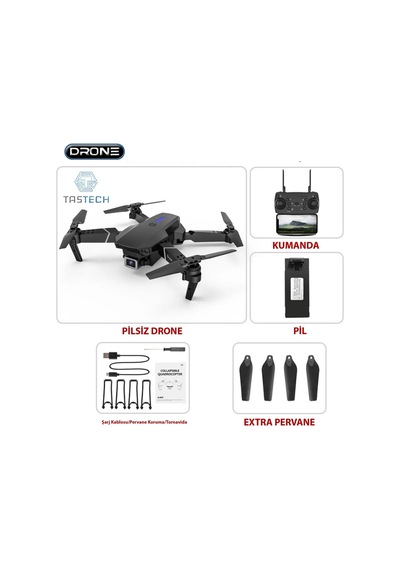 720p Kameralı Drone E88 Katlanabilir Uzaktan Kumandalı App Destekli Quadcopter
