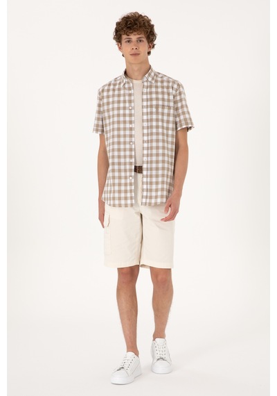 U.s. Polo Assn. Erkek Vizon Gömlek Kısa Kollu 50300221-vr052 Vizon