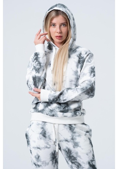 Kadın Batik Kapüşonlu Sweatshirt Gri