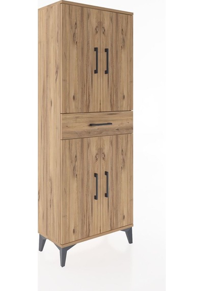 Arges Dolap 3 Raflı Tek Çekmeceli 4 Kapaklı 60x30x163 Çam-çam Atlas Çam