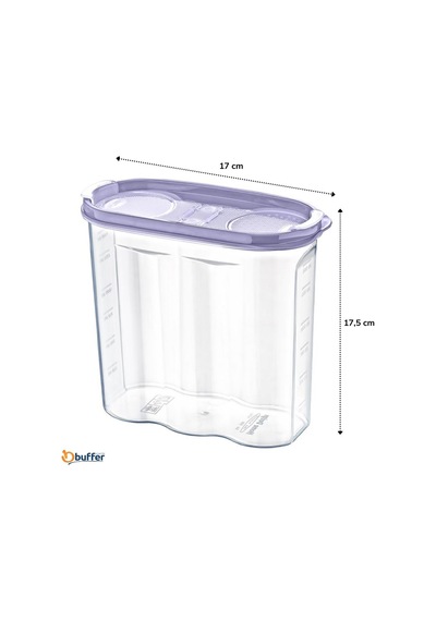 Buffer® 2 Kapaklı Ölçekli Erzak Kuru Gıda Saklama Kutusu 17 L Çok Renkli