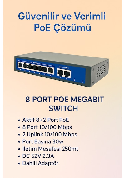 8 Port Megabit Poe Switch 10/100
