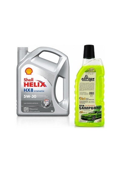 Shell Helix Hx8 Motor Yağı 5w-30 4 Litre + Oto Şampuan 1000 Ml