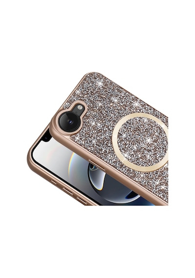 Apple Uyumlu iPhone 17e Kılıf Pırlanta Tasarımlı M-safe Şarj Özellikli Zore Mozaik Silikon Kapak - Titanyum-gri Titanyum - Gri