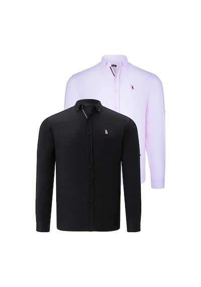 İkili Set G674 Dewberry Erkek Gömlek-siyah-pembe Siyah-pembe