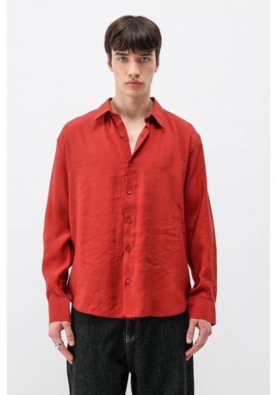 Vamos Modal Kumaş Oversize Gömlek Kiremit