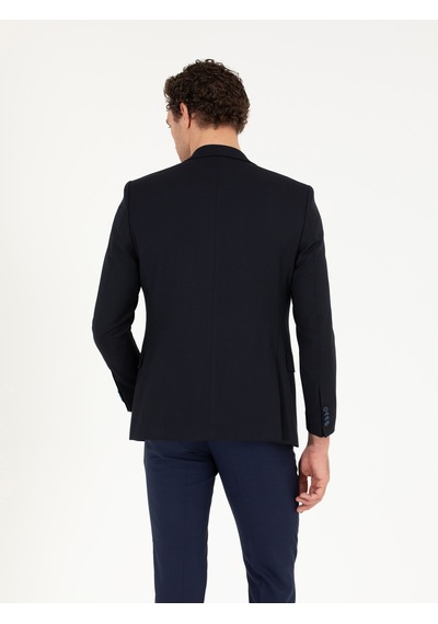Cacharel Lacivert Slim Fit Yün Karışımlı Ceket