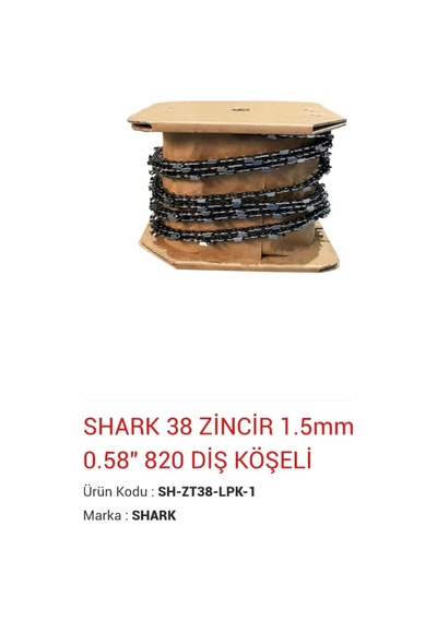 Shark 3/8 Zincir 1.5mm 0.58" 820 Diş Köşeli