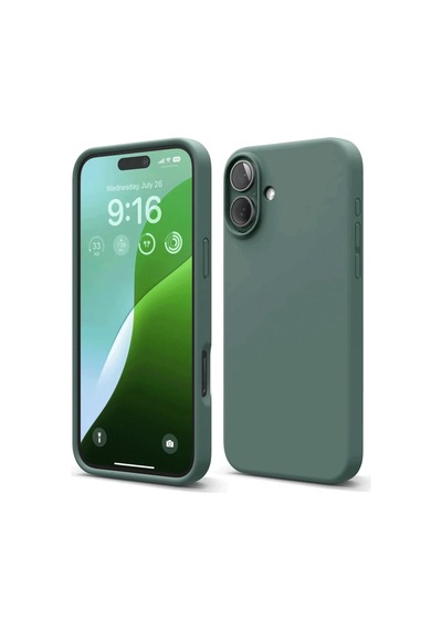 Apple İphone 16 Kılıf Nano İçi Kadife Silikon - Koyu Yeşil