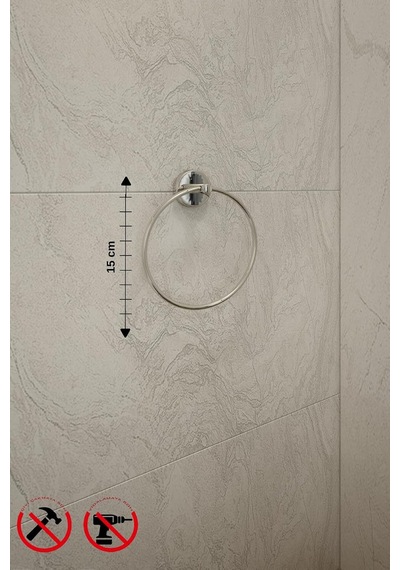 İris Krom Kaplama Halka Havluluk, Yapışkanlı Ve Vidalı Montajlı Banyo Havlu Askısı, 35 Mm Oval Bantlı, Parlak Yüzey