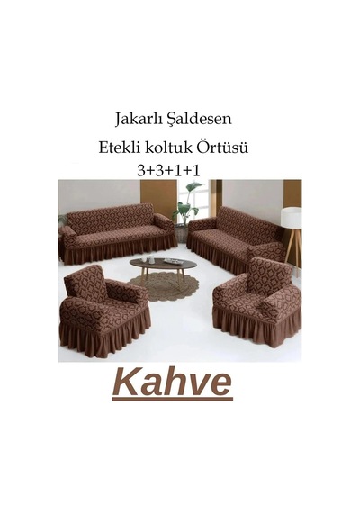 Jakarlı Şaldesen Koltuk, Kanepe, Çekyat Örtüsü Esnek 3311 Kahve Kahve