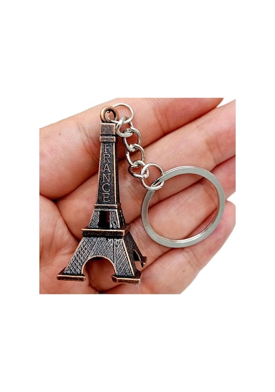 Paris Eyfel Kulesi 3D Metal Anahtarlık Bronz