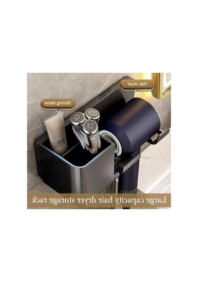 Banyo Organizeri, Duvara Monte Edilebilir Saç Kurutma Tutucu Aahşap