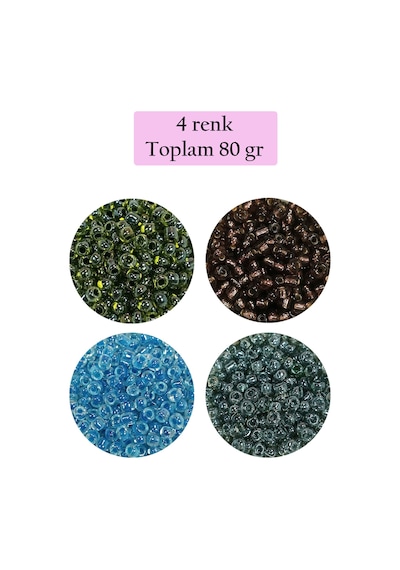 Dökme Cam Kum Boncuk 8/0 3 Mm - 4 Renk - Toplam 80 Gram - Bnc423