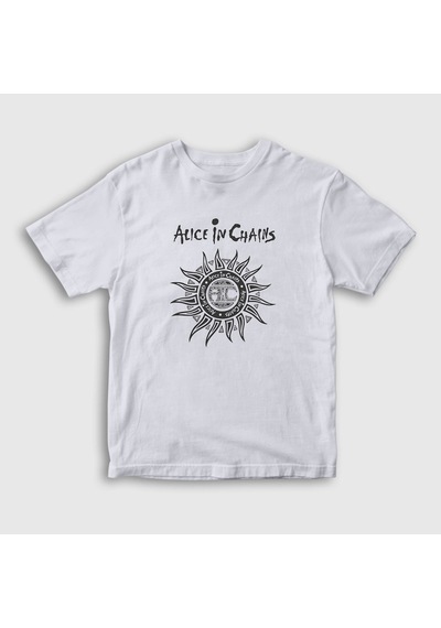 Presmono Unisex Çocuk Gray Alice In Chains T-shirt Beyaz