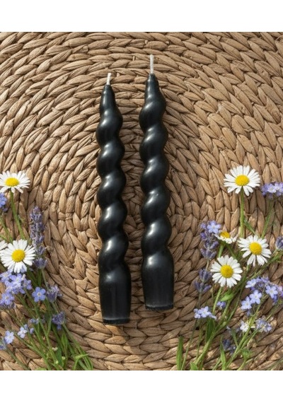 Siyah Renkli Spiral, Burgulu Pinterest Model Şamdan Mum 2' Li Set