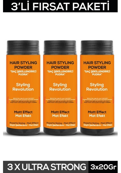 Fontenay Saç Şekillendirici Pudra Toz Wax Ultra Strong Turuncu 20gr X3 + 3043 Krepe Tarak'ı 4'lü Set