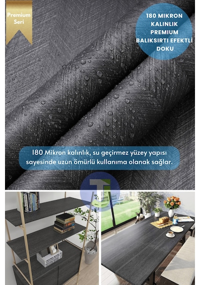 Technojet Kendinden Yapışkanlı Dokulu Balıksırtı Desen Premium Mutfak Duvar Dolap Kaplama 60cmx500cm
