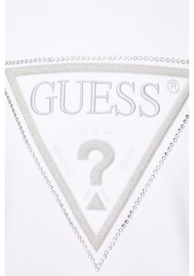 Guess Cn Triangle Glitter Sweat W6yq14k4352 Kadın Sweat W6yq14 K4352 G011 Beyaz