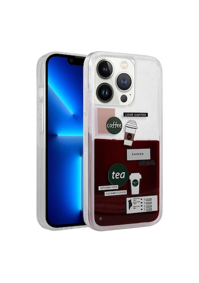 Apple Uyumlu iPhone 14 Pro Max Kılıf Desenli Sıvılı Zore Drink Silikon Kapak