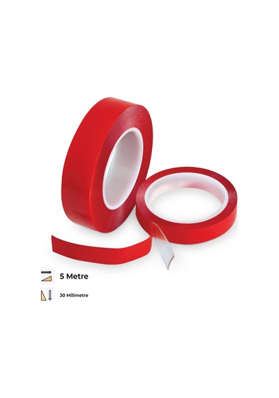 Çift Taraflı 30 Mm Kırmızı Nano Silikon Bant Su Geçirmez Güçlü Tablo Montaj Bandı 5 Metre 30 MM x 5 M