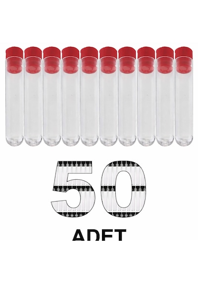 12x75 Mm Deney Tüpü Dibi Yuvarlak Kapaklı 50 Adet