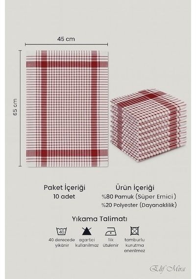 Ayrex 10 Lu Lüks Mutfak Kurulama Bezi Seti 45x65 Cm Table Linen Diğer