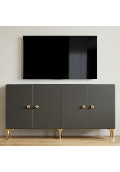Ka1817ag Simple Konsol Ve Tv Sehpası Antrasit-gold 180cm