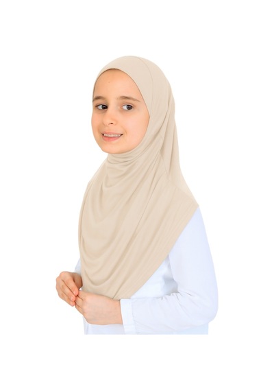 Modish Group Kız Çocuk Hazır Başörtüsü Pratik Penye Şal Tesettür Giyim Bej