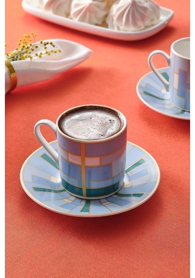 Karaca  Kiva Mavi 2 Kişilik Kahve Fincan Takımı 80 ml