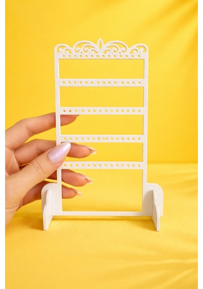 Dekoratif Küpe Standı Organizer 3d Baskı Takı Askılığı, Küpe Düzenleyici, Masaüstü Takı Standı Beyaz