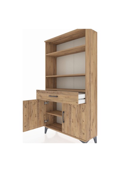 Arges Dolap 3 Raflı Tek Çekmeceli 2 Kapaklı 88x30x163 Çam-çam Atlas Çam